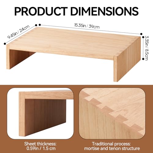 KIRIGEN Monitor Stand Wooden -Desk Stand Wood for Computer/Laptop/TV Printer - Monitor Arms & Stands Desk Riser for Office Organizers - Desktop Workspace Platforms Stands (39,Natural) - color: Natural, size: 39cm