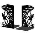 Peacoblue Metal Bookends for Shelves, Modern Decorative Heavy Duty Study Book Ends Stoppers for Office, Desk, Shelf, Room 5.3"x4.3"x7.9" Cast Iron Simple Tall Bookends 1 Pair (Rock Climbing) - style: Rock Climbing