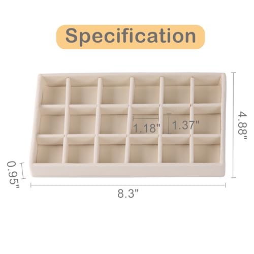 1 Pcs Earring Organizer Stackable Trays,Jewelry Drawer Inserts Container Display Case Storage for Earring Necklace Rings -Beige - color: Beige Set of 1