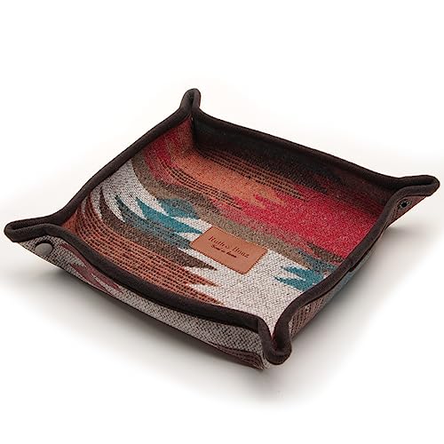 Ruth&Boaz Wool Fabric Valet Tray | EDC Tray | Lay Plat Wool Tray Suitable for Travel 8x8 inches(M-orange)