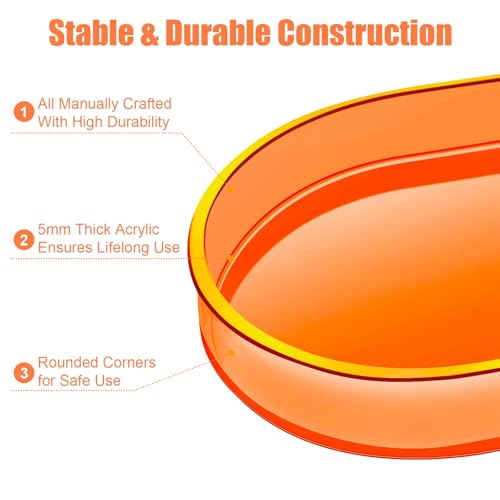 Acrylic Decorative Vanity Tray Perfume Jewelry Trinket Tray for Bathroom Counter Soap Toilet Tank Sink Small Candle Catch All Organizer, 12.6x6.3 Inches, Neon Orange - color: Neon Orange