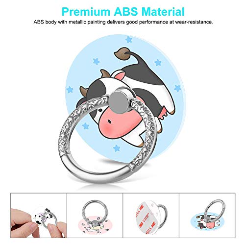 Bonoma Phone Ring Stand, 3 Pack Cute Cow 360 Degree Rotation Finger Grip Stand Holder Compatible with Smartphones and Tablets - color: Cute Cow