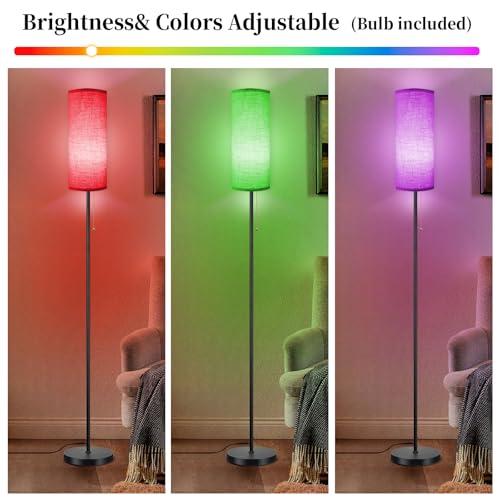 Floor Lamp for Living Room, Modern Standing Lamps with Lampshade, Minimalist Tall Lamp with Chain Switch for Living Room, LED Bulb Included (Beige Shade-RGB Bulb) - color: Beige Shade-RGB Bulb