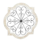 Deco 79 Wooden Scroll Home Wall Decor Wall Sculpture with Metal Scroll Work, Wall Art 22" x 1" x 22", White