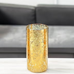 WGVI Hurricane Candle Holder Sleeve, W: 4", Ht: 8", Gold Speckled Glass Cylinder Open Both Ends, Chimney Tube Shade, 1 Piece - size: 4x8"H