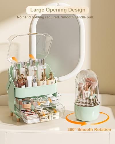 Makeup Organizer, Skincare Holder Bathroom Counter Organizer, Storage Box Cosmetic Display Cases, Teen Girl Gifts Trendy Stuff Make up Organizers for Vanity, Dresser, Countertop (Green) - color: Green