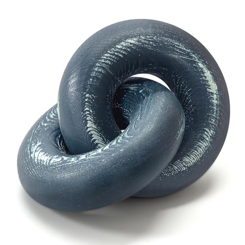 EOSAHR Boho Pine Wood Knot Decor Blue Wooden Chain Link Sculpture for Coffee Table, Bookshelf & Side Table Simple Modern Decorative Knot for Stylish Home Decor - color: Blue