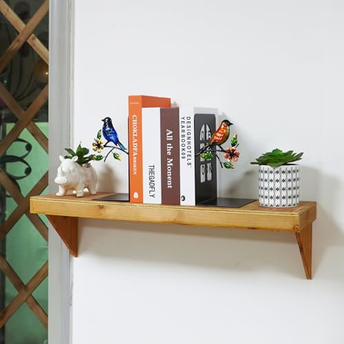 Metal Bookends, Decorative Book Ends for Shelves, Mother's Day Decor Nonskid Book Holder for Video Games/CD/DVD, Book Stopper, Black Mother's Day Decorations Gift - color: Birds Bookend