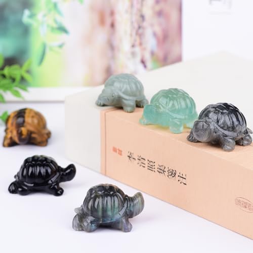 1.8 Inch Black Obsidian Turtle Crystal Figurines,Hand-Carved Healing Crystals lucky Turtle divination Decor,stone turtle Statues Energy Gemstones sculptures,Tortoise Memorial Gifts for Girls and Women - color: Obsidian
