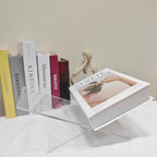 Acrylic Book Stand 13.5 x 6.7 x 5 in Large Open Book Display Stand for Cookbook Art Book Bible Guest Book - Coffee Table Book Stand for Reading - Transparency Detachable Tabletop Decor