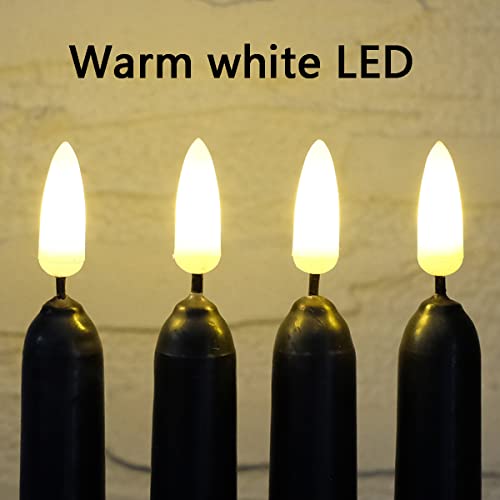 NONNO & ZGF 10 Pack Black 11'' LED Wax Covered Taper Candles with 2 Remote Control, Flameless Battery Operated Decor Candle, Warm White LED - color: Black