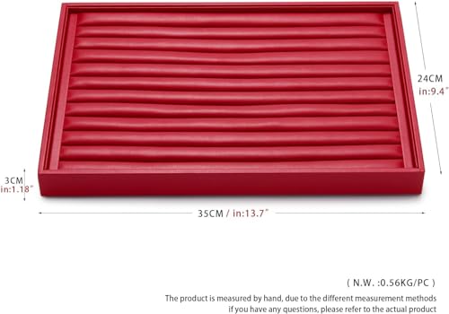 11 Slots PU Leather Jewelry Tray Ring Earrings Trays Ring Holder Organizer Tray Jewelry Display Trays For Rings, Earrings, Coins, Brooches Storage Display (Red) - color: Red, size: 11 Slot