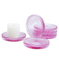 Candleholder Glass Candle Holder Plates Set of 6, Round Glass Candle Tray Plates for Dining Wedding Christmas Party Evening Light, Pink - color: Pink