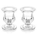 Romadedi Glass Taper Candle Holders - Clear Small Candlestick Holder Bulk, Thicker Glass Candle Sticks Set for Wedding Christmas Party Dining Table Table Centerpiece Decor, 2Pcs