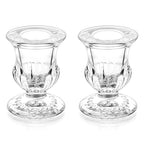Romadedi Glass Taper Candle Holders - Clear Small Candlestick Holder Bulk, Thicker Glass Candle Sticks Set for Wedding Christmas Party Dining Table Table Centerpiece Decor, 2Pcs