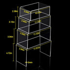 Chuangdi 20 Pcs Acrylic Display Risers, Clear Product Stand, Jewelry Display Riser Shelf Showcase Fixtures for Figure Dessert Cupcake Candy Action Showcase(Super Large Set) - color: Clear, size: Super Large Set