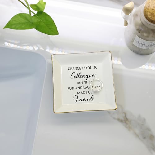 HOME SMILE Colleague to Friend Gifts for Women Jewelry Tray- Retirement Leaving Farewell Appreciation Birthday Christmas-Chance Made Us Colleagues,But The Fun and Laughter We Share Made Us Friends - style: Colleague to Friend