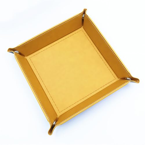 siduater Valet Tray Desktop Storage Organizer – Vegan Leather Catchall Tray Bedside Vanity Tray Nightstand Caddy Holder for Remote Controller, Watch, Keys, Phone, Wallet, Coin, Jewelry, Yellow - color: Yellow