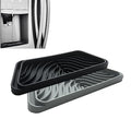 Silicone Refrigerator Drip Tray Catcher 2 packs,Protects Ice and Water Dispenser Pan From Spills,Fit Refrigerator Water Tray, Recycle and Dry Quickly (Rectangular, Black+Grey) - size: Rectangular