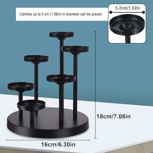 6arms Tea Candle Holder Tray, Metal Black Candlestick Holder, Candle Holders Set of 6 padk Tea Candle Light, for Dining Room, Table Centerpiece Decor,Decorative Tray… - size: tea's 6arms