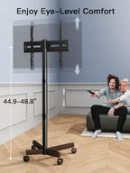 PERLESMITH Rolling TV Stand for 23–62 Inch TVs, Outdoor Mobile TV Cart Holds up to 99 lbs, Portable TV Stand on Wheels for Bedroom and Living Room, Max VESA 400x400mm, PSTVMC04B-B - size: 23-62 Inch