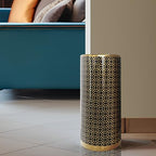 ZOEJADE Minimalist Luxury Ceramic Umbrella Stand Umbrella Holder Vase for Umbrella Canes Walking Sticks Entryway Indoor 18" High Black Gold