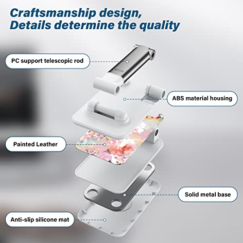 Foldable Phone Stand for Desk, Adjustable Angle of View, Suitable for iPhone, Samsung and Other Smart Phones, Pink Flowers - color: Pink Flowers