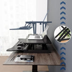 Panana Standing Desk Height Adjustable Sit to Stand Converter Stand Up Desk Tabletop Workstation Dual Monitor Desk Riser for Home Office (26") - size: 26"