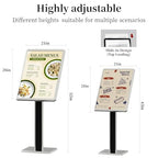 Sign holder floor stand,Heavy-Duty Pedestal poster stand for display,21×29 inch Adjustable Aluminum Menu Stand for Restaurant(Silver) - color: Silver