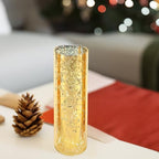 WGVI Hurricane Candle Holder Sleeve, W: 3", Ht: 10", Gold Speckled Glass Cylinder Open Both Ends, Chimney Tube Shade, 1 Piece - size: 3x10"H