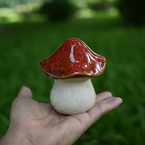 Ceramic Mushroom Garden Statue - Outdoor Decor for Whimsical and Enchanting Landscapes - Durable, Fade-Proof, and Easy to Clean - Set of 2, 4 Inche - style: Big-2