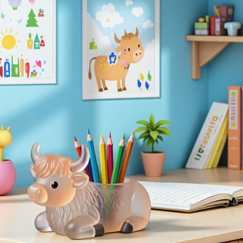 1Pc Highland Cow Flowerpot Resin Silicone Mold 3D Cow-Shaped Candle Epoxy Casting Mold for DIY Home Decoration Candlesticks Organizers Pen Holders Plaster Art Crafts Beginner Craft Materials - color: Highland Cow Resin Mold