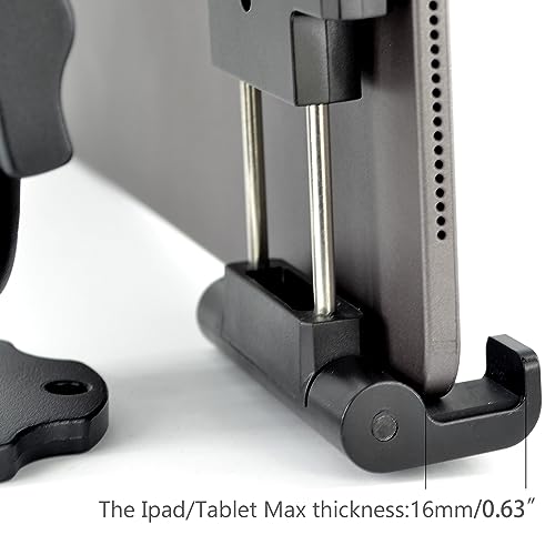 VAUBORTTI Aluminum Arm Heavy Duty Tablet Mount Drill Base - for 6.5"-12.9" Tablet iPad Pro/Mini, iPad Holder for Truck, Car,Dashboard,Desk,Wall-Swivel with 1 inch/25mm Ball Joint