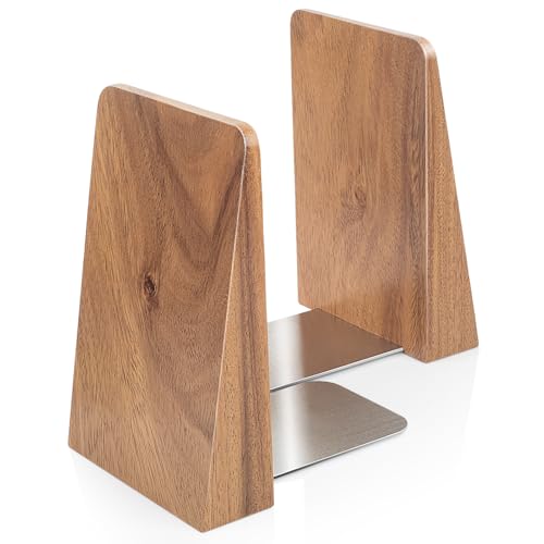 DRELIFAM Walnut Book Ends Heavy Duty Handmade Bookends for Shelves Book Ends Decorative to Hold Heavy Books (Walnut Wood Large) - color: Large Walnut Wood