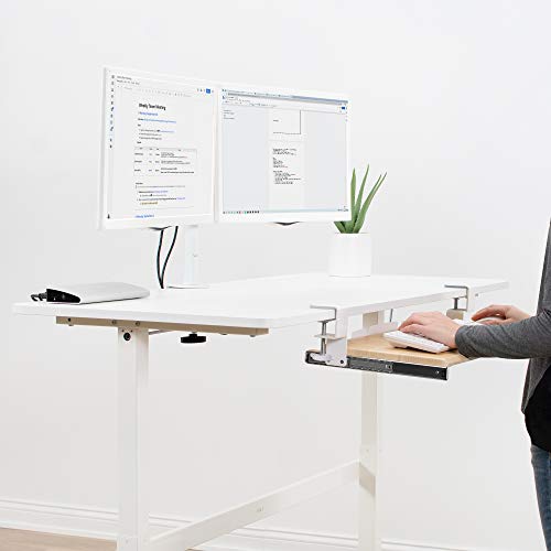 VIVO Large Clamp-on Computer Keyboard and Mouse Under Desk Slider Tray, 27 x 11 inch Pull Out Platform Drawer, Light Wood, MOUNT-KB05A - color: Light Wood, size: 27 inch
