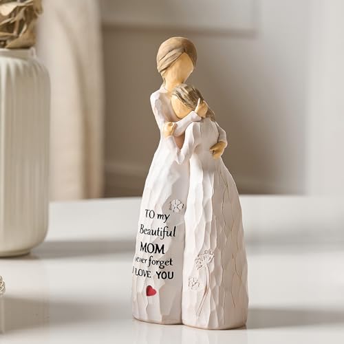 NAN ZAI NAN FANG Mother Daughter Figurine for Mom Resin Hand Painted Sculpture Birthday Valentines Christmas Mothers Day Heartfelt Gifts for Daughter Mom Mother-in-Law - style: Mother and Daughter