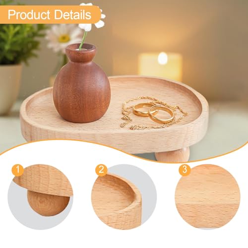 Vaveren Wooden Riser Tray Jewelry Display Dish Soap Holder Pedestal Stand for Fireplace Kitchen Counter Candle Holder Vanity Birthday - color: Irregular（6.30inx4.92inx1.97in）