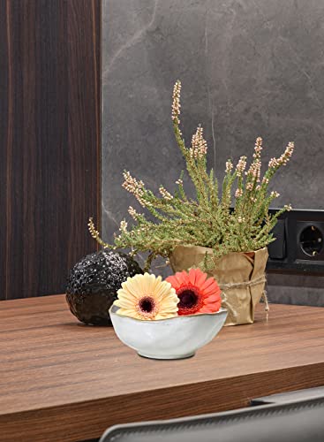Serene Spaces Living Small Free-Form Edge Glazed Ceramic Bowl, Centerpiece for Vintage Weddings, Events, Measures 6" Long, 5.5" Wide, 2.75" Tall - color: 6" Bowl, 1 Pc
