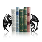 Hicarer Dragon Metal Bookends Push Dragon Bookends Cute Book Ends for Shelves Decorative Home Office Desk Bookshelf Gift for Reading Enthusiasts Family - style: Dragon