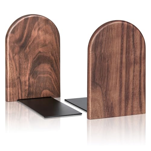 Book Ends, 1Pairs Walnut Heavy Duty Bookends, Holds Heavy Books, Non-Skid, Perfect for Office Desk - color: Arch Blackwalnut, size: 1Pair