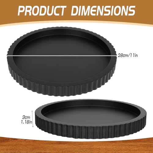 Round Decorative Tray for Coffee Table Decor Home Decor Wood Serving Round Tray Table Centerpiece for Dining Room Kitchen and Housewarming Gift (Black) - color: Black