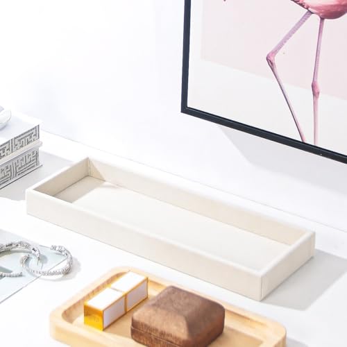 Divided Drawer Organizer Tray, Velvet Jewelry Storage Tray, Necklace Bracelet Ring Earring Display Tray,Bedside Nightstand Desk Holder Tray for Phone Watch Sunglasses Cosmetics Storage/Beige/1grid - color: Beige, size: Grid1