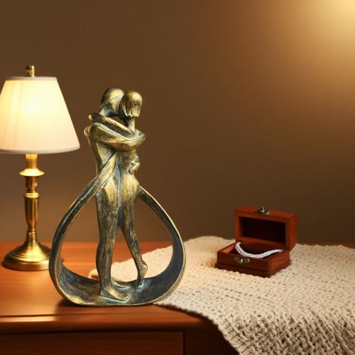 Resin Couple Modern Sculptures Home Decor Romantic Gift for Weddings Valentine's Day and Anniversaries Decoration Figurine for Girlfriend, Bridal Shower, Engagement (Bronze) - color: Bronze