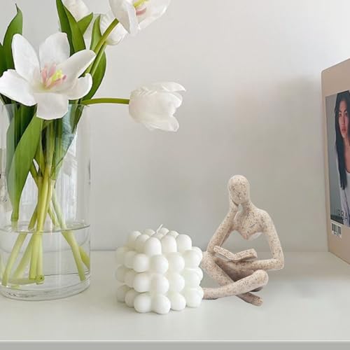 Jinkoozz Reading Women Statue, Thinker Sculptures, Abstract Art Ornament, Modern Aesthetic Figurine Decoration, Suitable for Home Living Room Bedroom Office Shelf Table Desk Bookshelf Decor - color: Left, size: Small