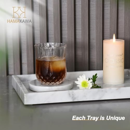 Large Bathroom Vanity Tray, Real Natural Marble Tray 12 inch, Carrara White Stone Toilet Tank Trays, Modern Dresser Trays, Countertop Organizer for Kitchen Counter, Soap Dispenser - color: Carrara White 12-in Rect