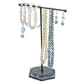 Tyqour Jewelry Stand Necklace Holder Organizer, Adjustable T-Bar Necklace Display Stand with Black Metal Base, Hanging Jewelry Organizer for Necklaces, Bracelets, Earrings, Watches