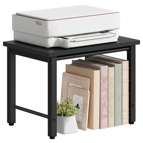 Gewudraw Printer Stand-Desktop Shelf Storage Organizer for Printers,Small End Table, Book Shelf and Wooden Desk Shelf for Home Office, Black - color: Black, size: 1 layer