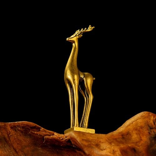 CHOVY Retro Brass Deer Statue - 100% Solid Handcrafted Elegant Long-Legged Deer Sculpture, Nature-Inspired Office & Home Decoration, Collectible Art Piece, for Nature Lovers & Collectors - style: Long