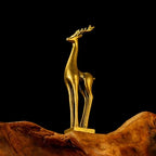 CHOVY Retro Brass Deer Statue - 100% Solid Handcrafted Elegant Long-Legged Deer Sculpture, Nature-Inspired Office & Home Decoration, Collectible Art Piece, for Nature Lovers & Collectors - style: Long