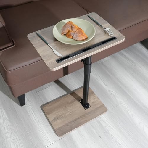 YUHFERA Sofa Armrest Tray Table for Couch - 360° Swivel Height Adjustable End for Small Spaces, Snack Side Table for Bed or Chair with Phone & Tablet Slot (Gray,Standard) - color: Taupe, size: Standard